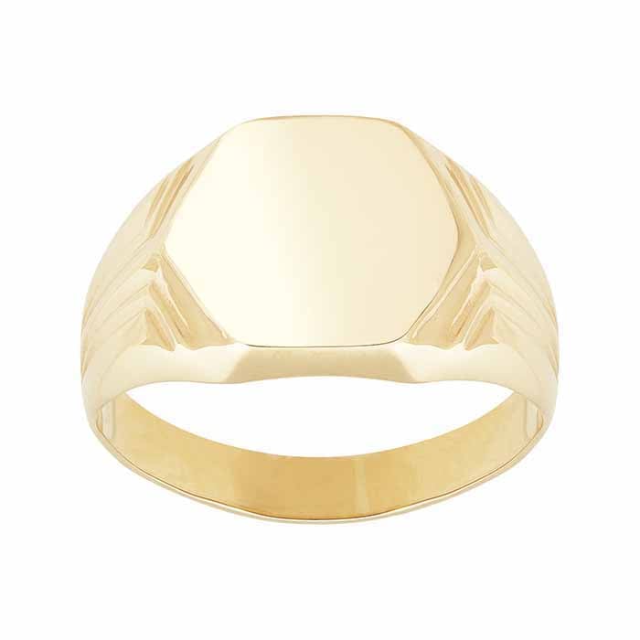 Gold Hexagon Signet Ring