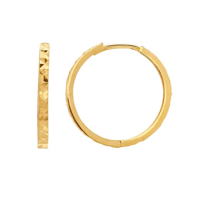 Huggie Hoop Earring Gold with Diamond-Cut