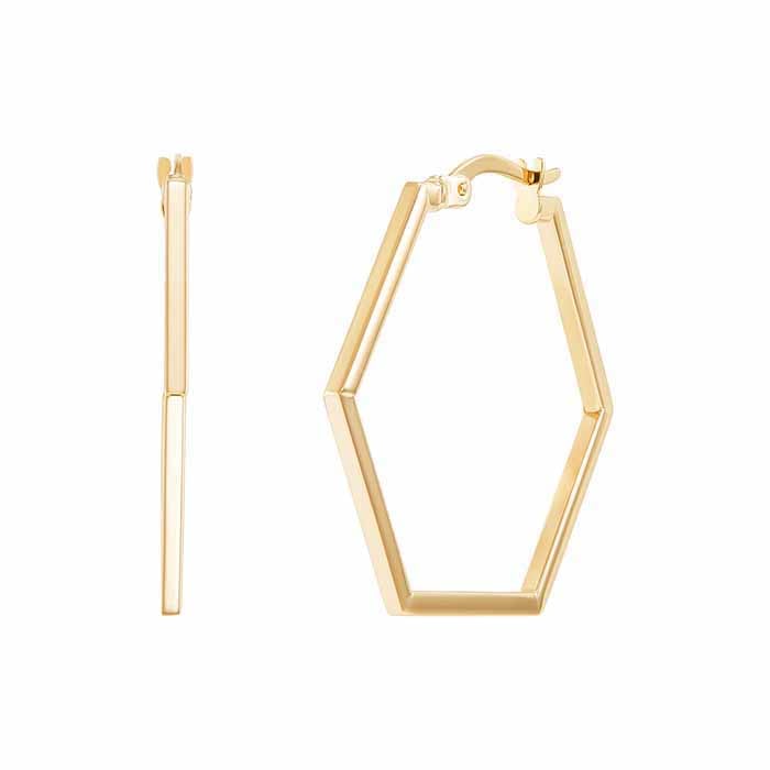 Gold Hexagon Hoop Earrings
