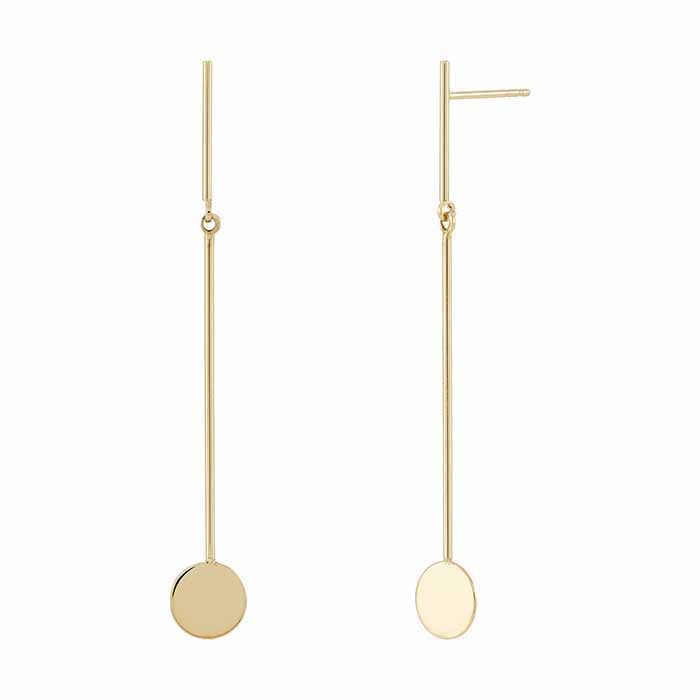 Long Bar Drop Gold Post Earrings