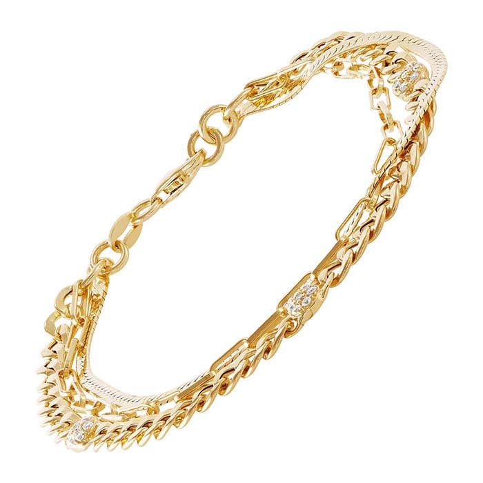 14K Yellow Gold Plated Sterling Silver Chain Bracelet