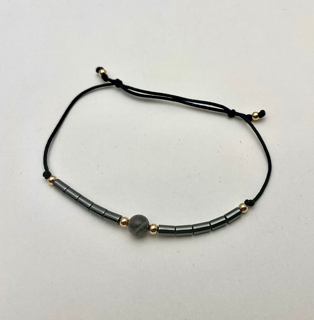 Slate and stone gold bracelet