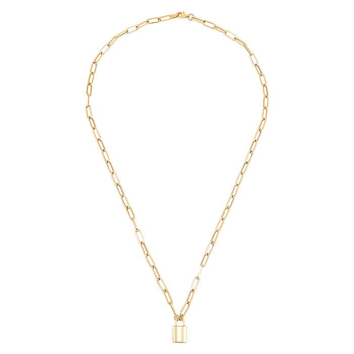 10K Yellow Gold Lock Necklace