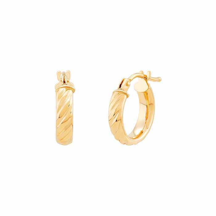 14K Yellow Gold Huggie Hoop Earrings