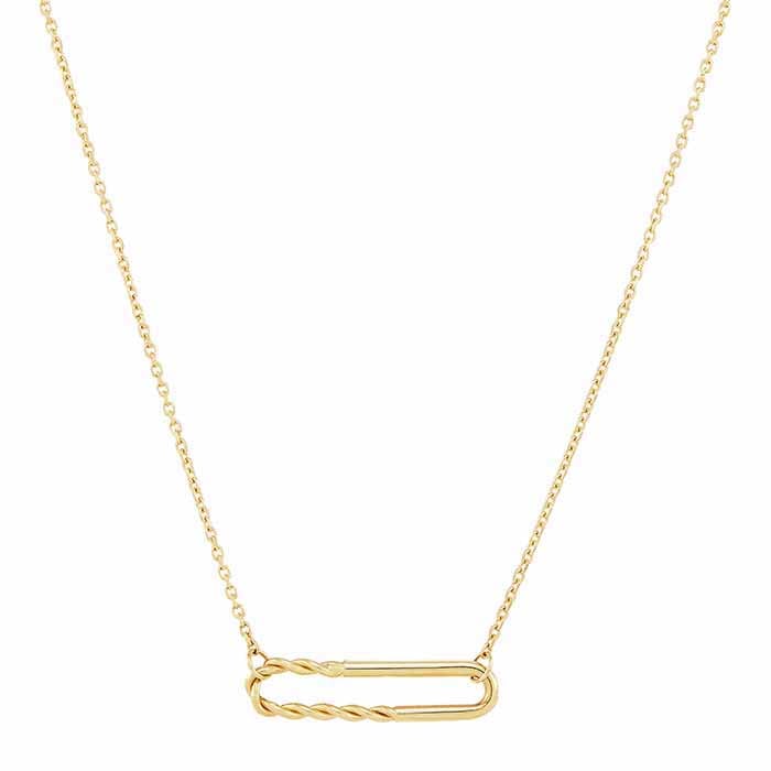 14K Yellow Gold Paperclip Necklace