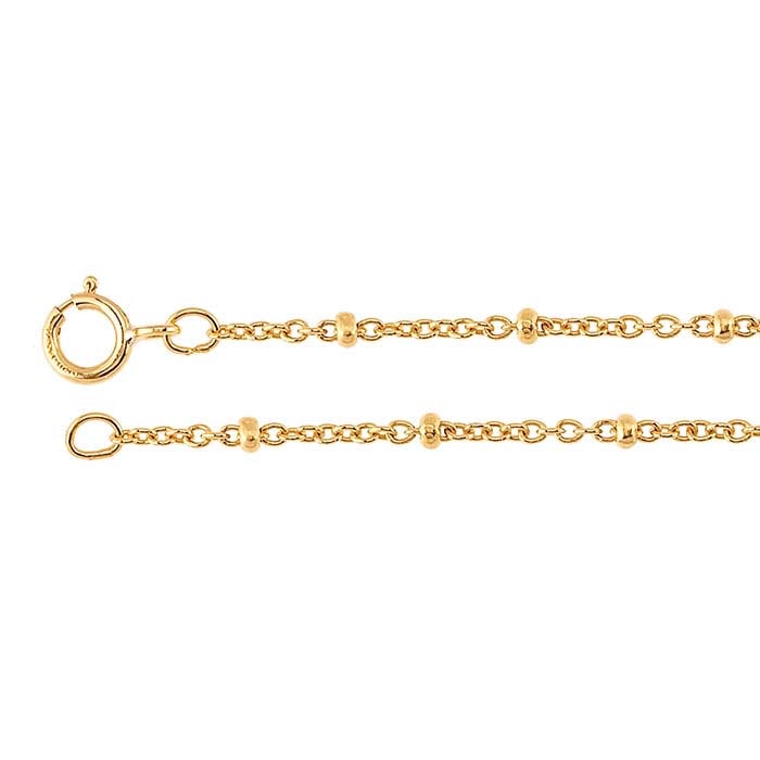 Gold-Filled 1.2mm Cable Chain with Beads