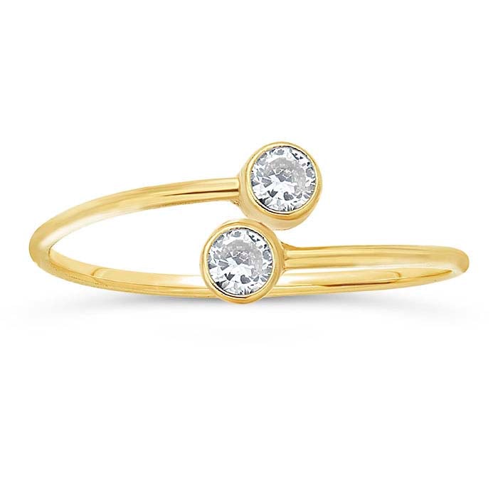 14/20 Yellow Gold-Filled CZ-Set Bypass Ring, Adjustable